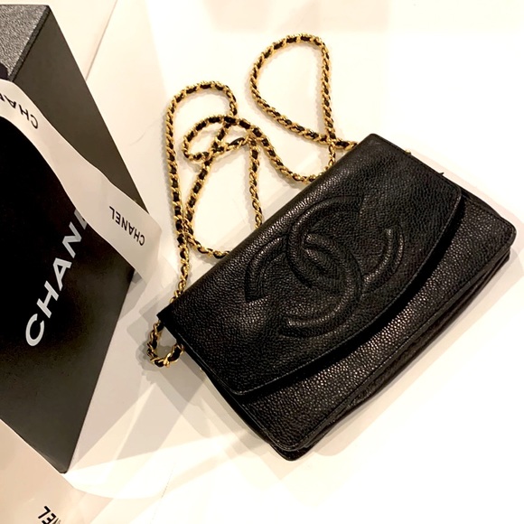 🦄🖤 CHANEL RARE Vintage “3 Series” Secret Wallet Chain WOC Leather Gold HW Bag - Picture 12 of 16